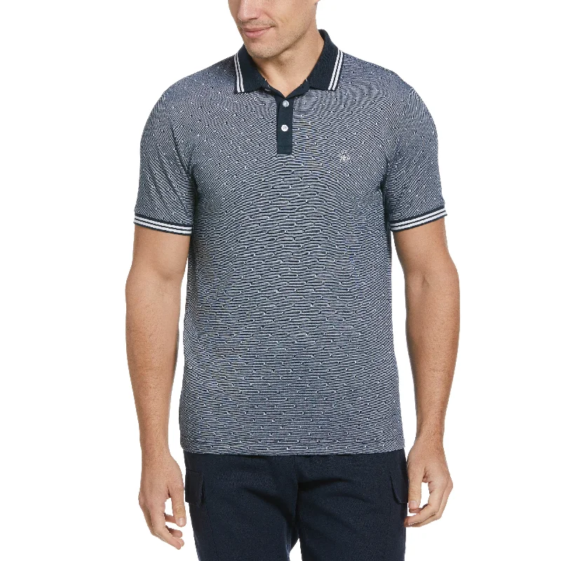 Men's Shirts with Mandarin CollarsJacquard Allover Dobby Print Polo