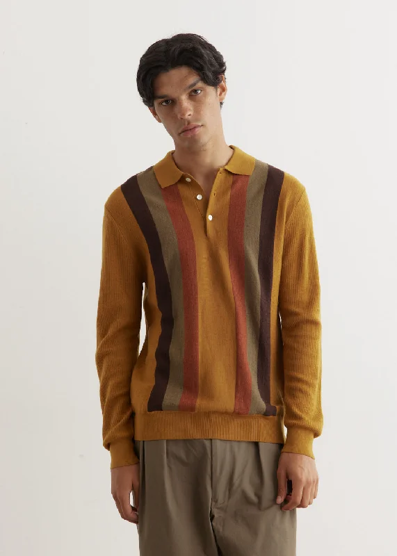Men's Shirts with Surplice HemlinesStripe Knit Polo