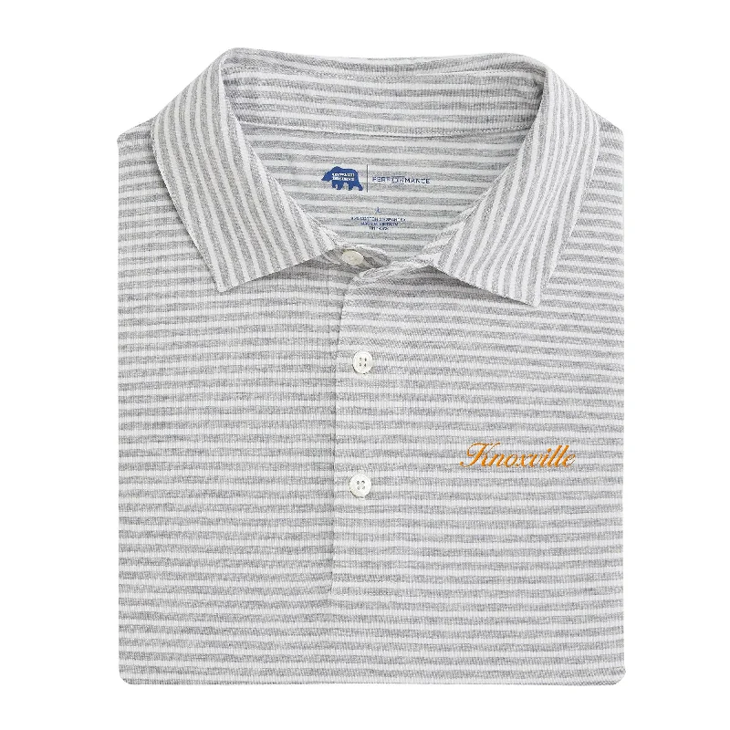 Men's Shirts with Lace-Up HemlinesKnoxville Town Script Row Stripe Icon Polo - Heather Grey