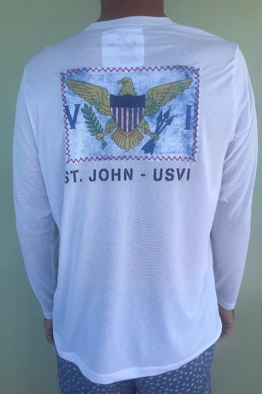 Men's Custom-Fit Shirts for a Personalized LookUSVI Flag St John Patch UPF50 Shirt - White