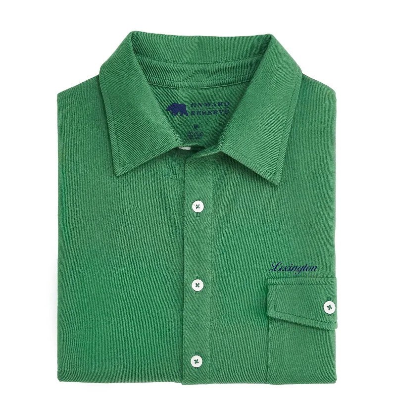 Men's Shirts with Asymmetrical HemlinesLexington Town Script Old School Polo - Fairway