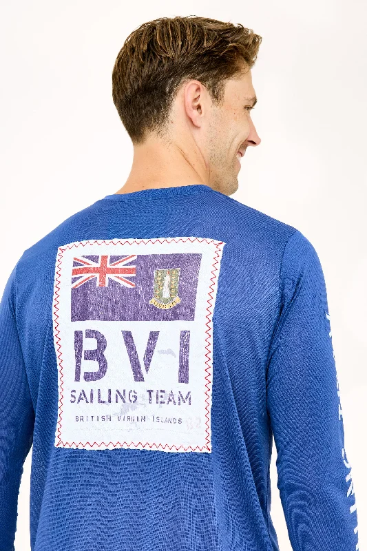 Men's Geometric Print Shirts for a Modern TwistBVI Sailing Team UPF50 Shirt - Racing Blue