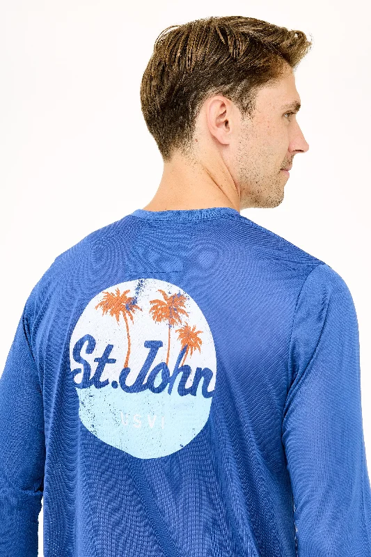 Durable Men's Work ShirtsSt John Oval Palm UPF50 Shirt - Racing Blue
