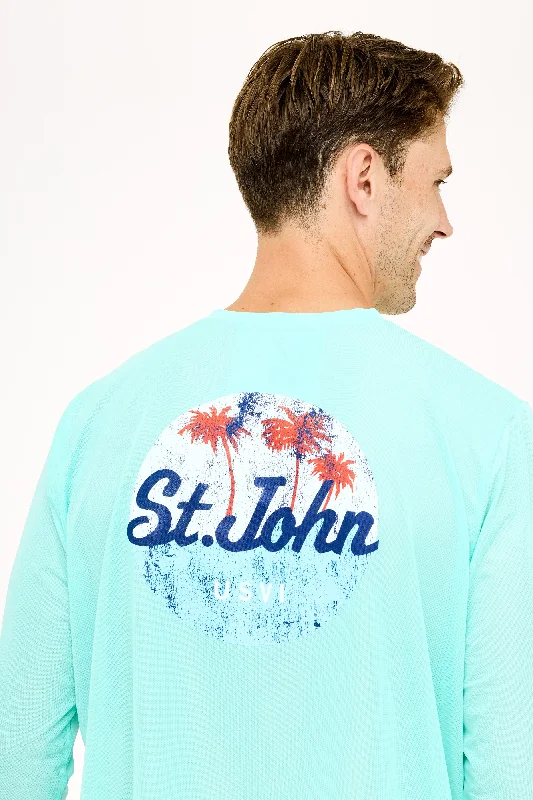 Versatile Men's Short-Sleeve ShirtsSt John Oval Palm UPF50 Shirt - Sea Green