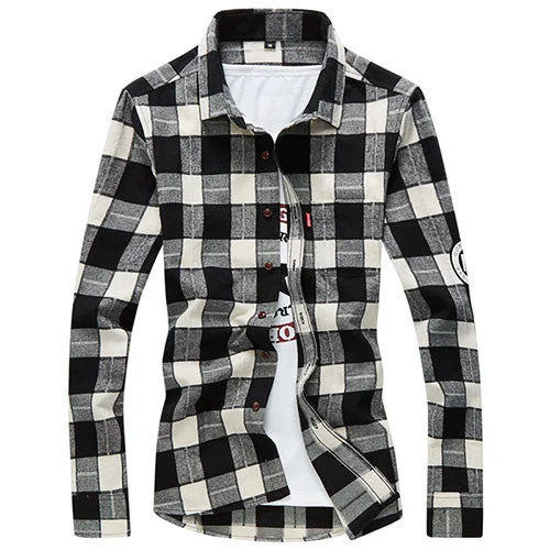 Men's Striped Shirts for a Maritime TwistLong Sleeved Plaid Shirt