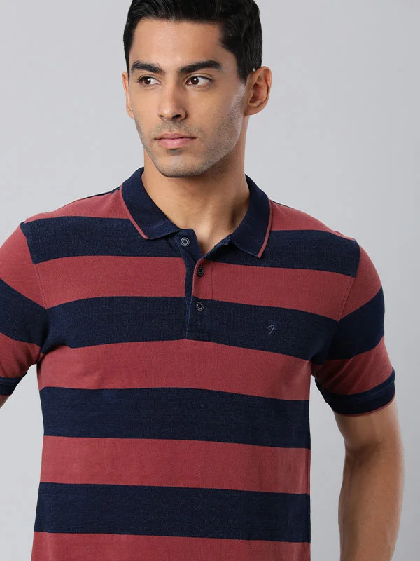 Men's Shirts with Single-Breasted DesignsMen Striped Polo T-Shirt