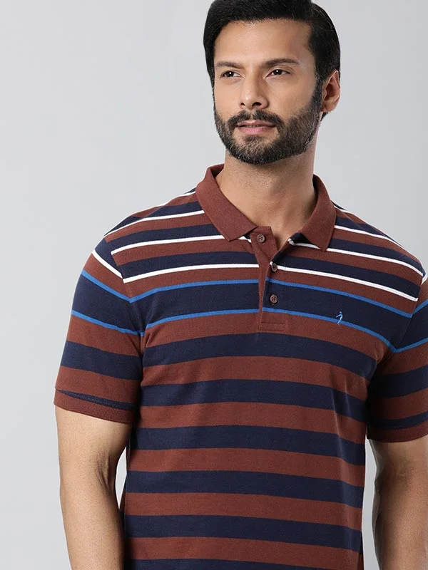 Men's Shirts with Asymmetrical HemlinesMen Striped Polo T-Shirt