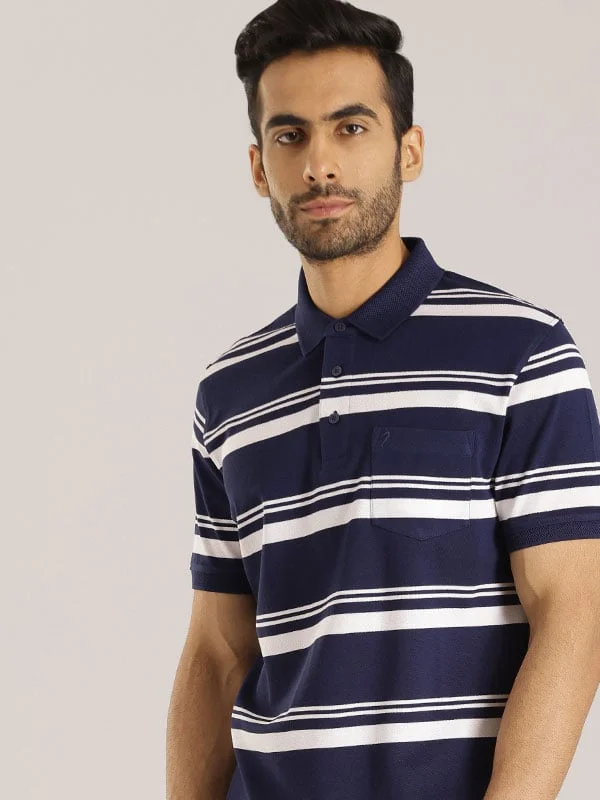 Men's Shirts for Beach OutingsMen Striped Polo T-Shirt