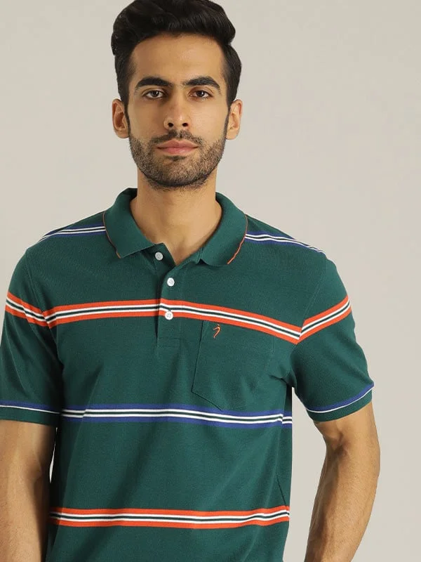 Men's Shirts with Convertible CollarsMen Striped Polo T-Shirt