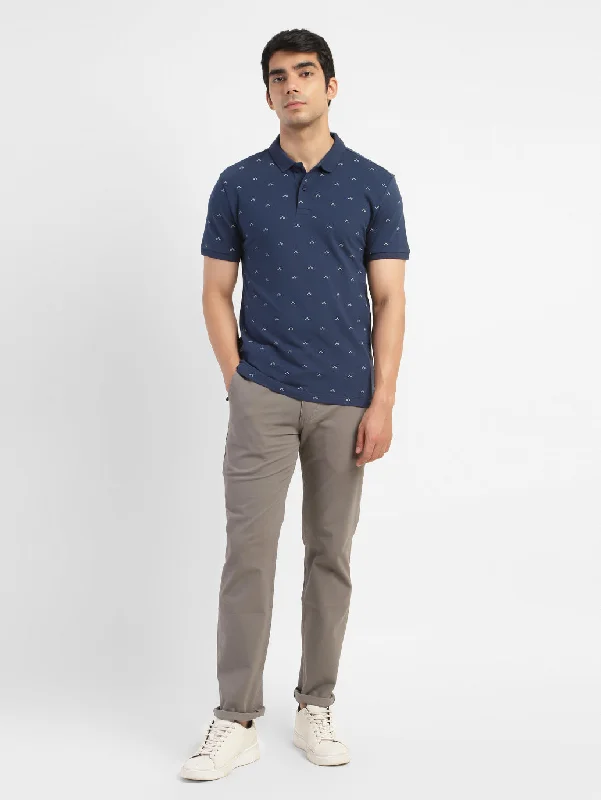 Men's Shirts with UV ProtectionMen's Geometric Print Polo T-shirt Navy
