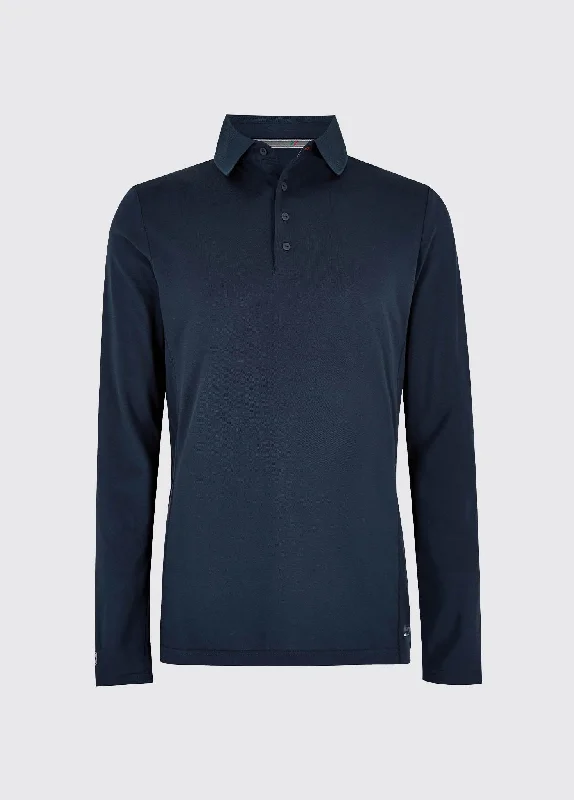 Men's Shirts with Embellished HemlinesFreshford Mens Long-sleeved Polo - Navy