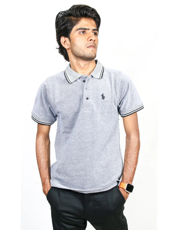 Men's Shirts with Embellished CollarsMen's Paddy Curved Polo T-Shirt Light Gray