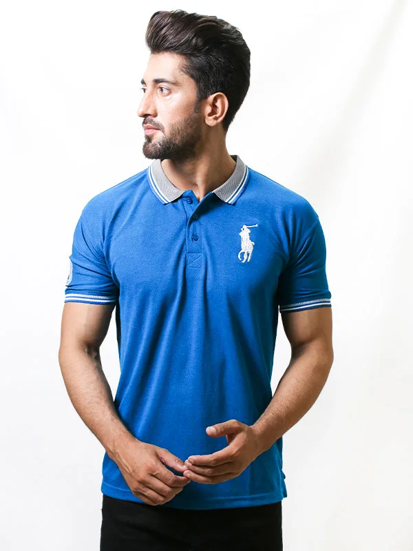 Men's Shirts with Pocket SquaresMen's Paddy Curved Polo T-Shirt Blue