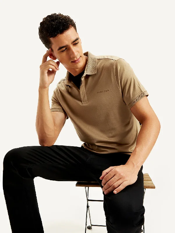 Men's Shirts with Zippered PocketsMen's Solid Slim Fit Polo T-Shirt