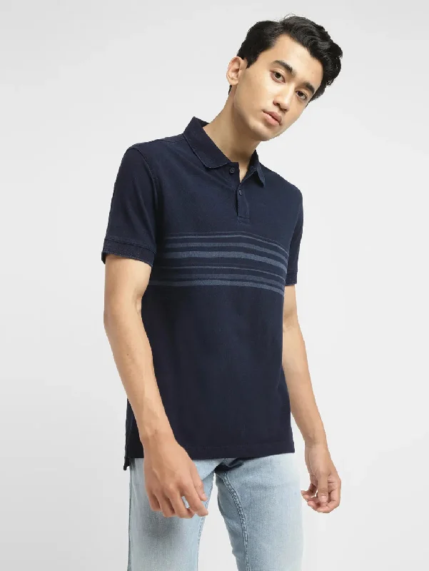 Men's Shirts with Geometric PatternsMen's Striped Slim Fit Polo T-shirt