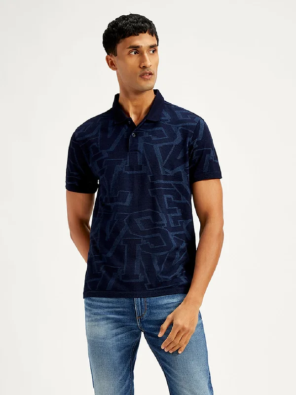 Men's Short-Sleeved ShirtsMen's Typographic Print Slim Fit Polo T-Shirt