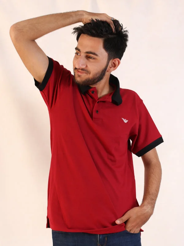 Men's Shirts with Checkered PatternsSN Men's Polo T-Shirt Red