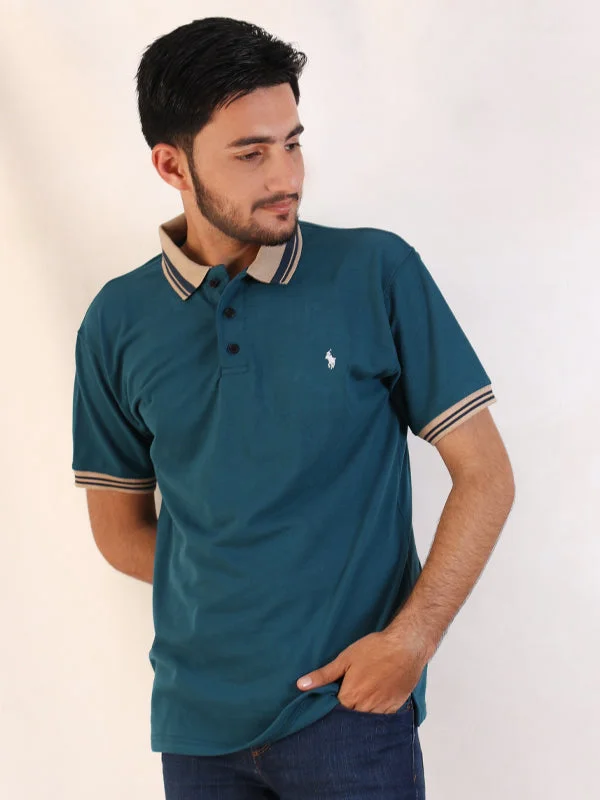 Men's Shirts with Cowl NecksSN Men's Polo T-Shirt Sea Green