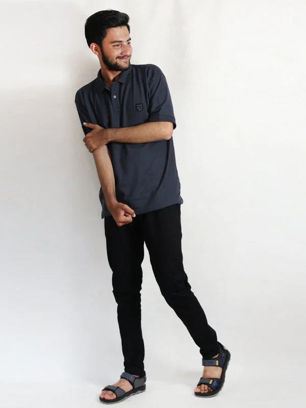 Men's Shirts with Embroidered DesignsAM Men's Polo T-Shirt Grey