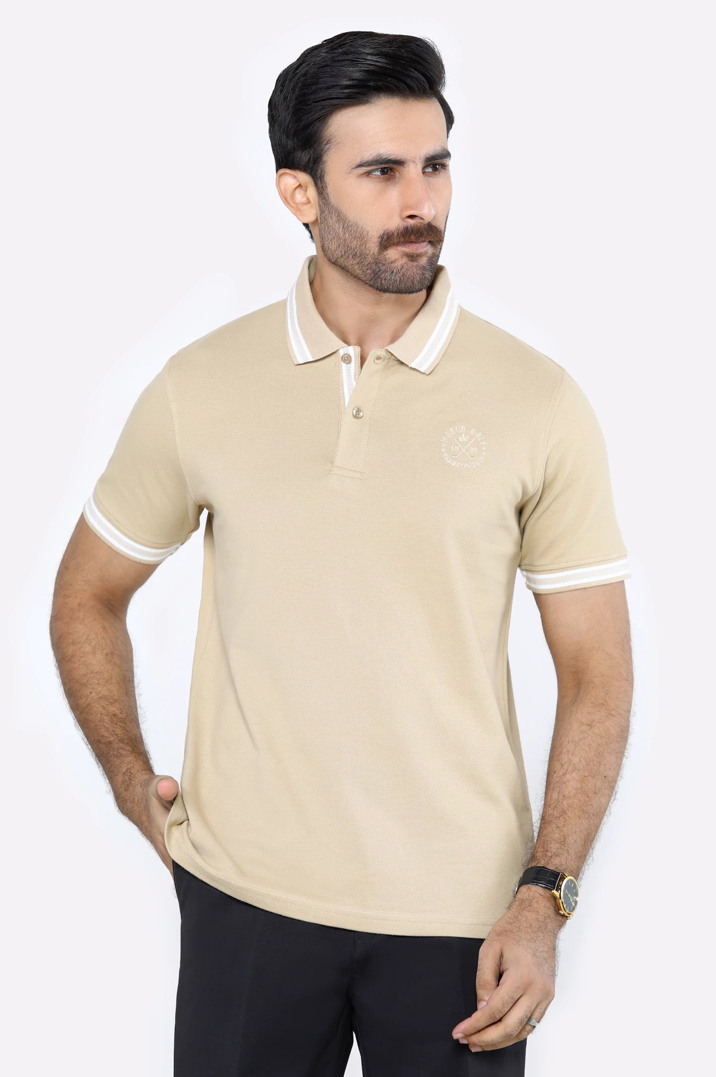 Men's Shirts with Belt LoopsJacquard Collar Polo