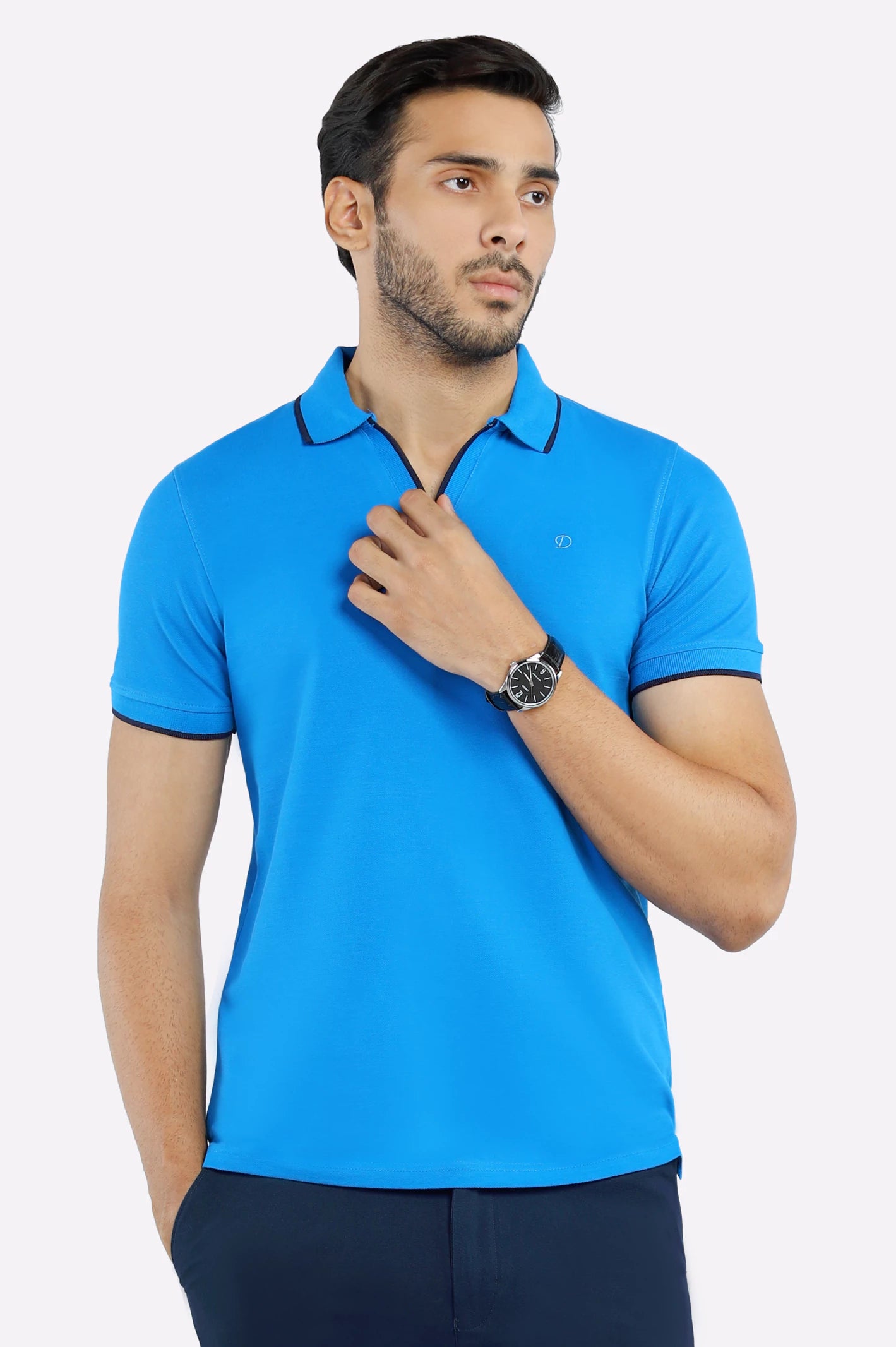 Men's Shirts with Lace-Up HemlinesJacquard Collar Polo