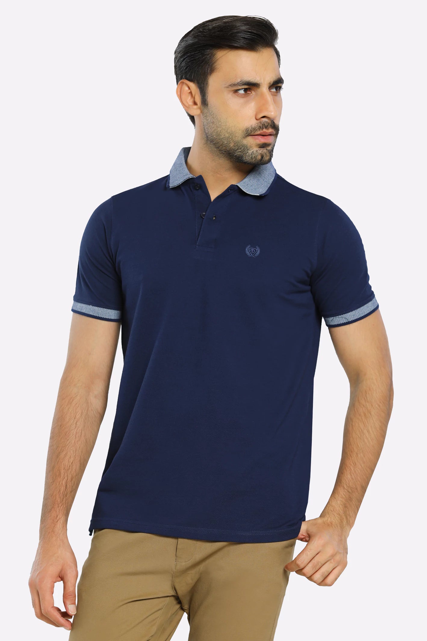 Men's Three-Quarter Sleeved TopsJacquard Collar Polo