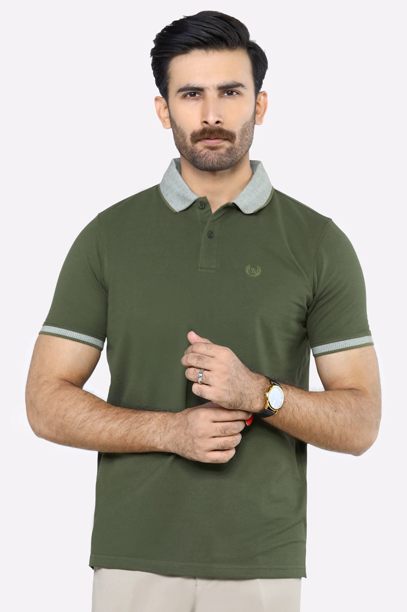 Men's Shirts with Hidden ButtonsJacquard Collar Polo