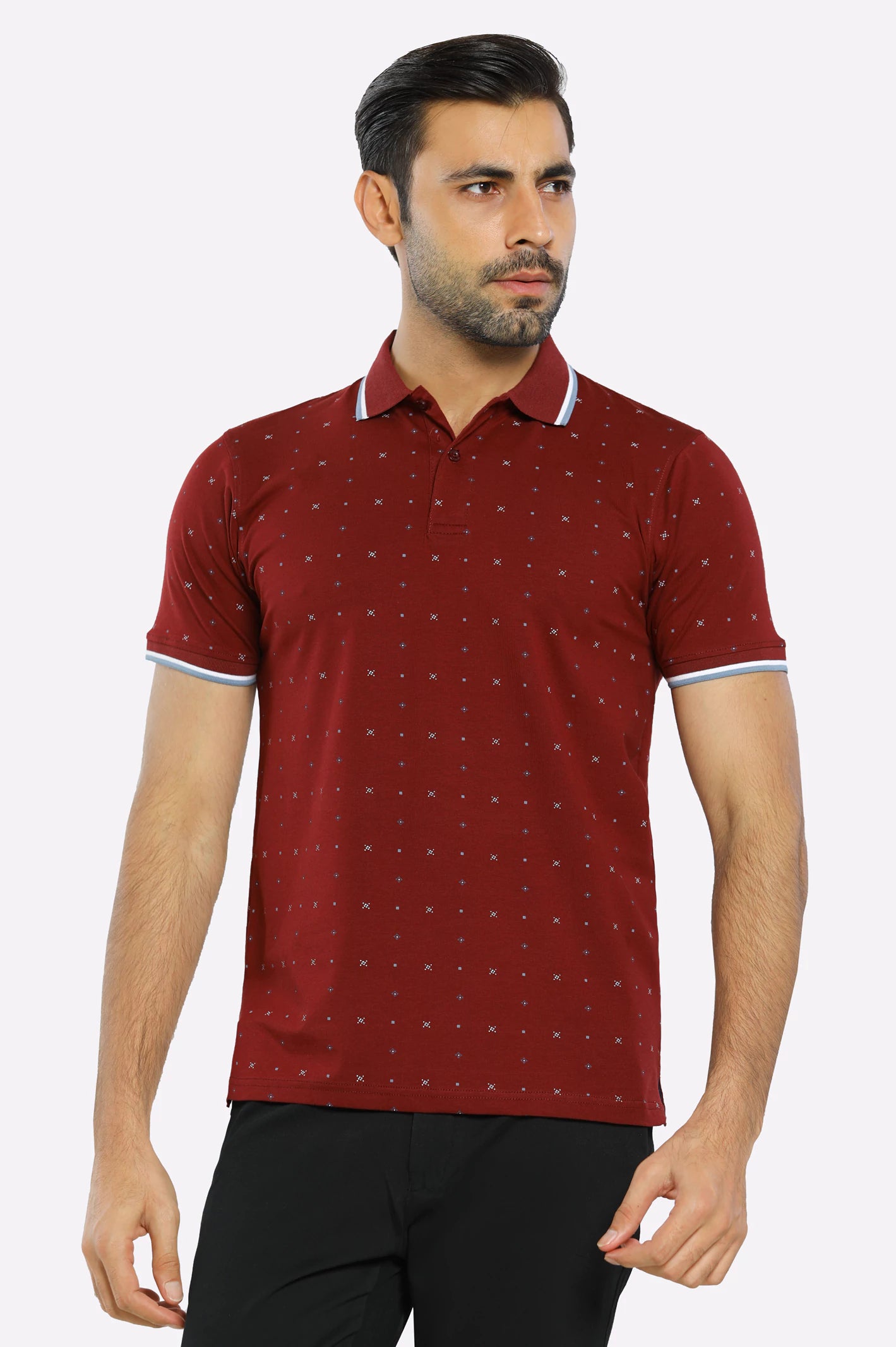 Men's Short-Sleeved ShirtsBargundi Printed Polo