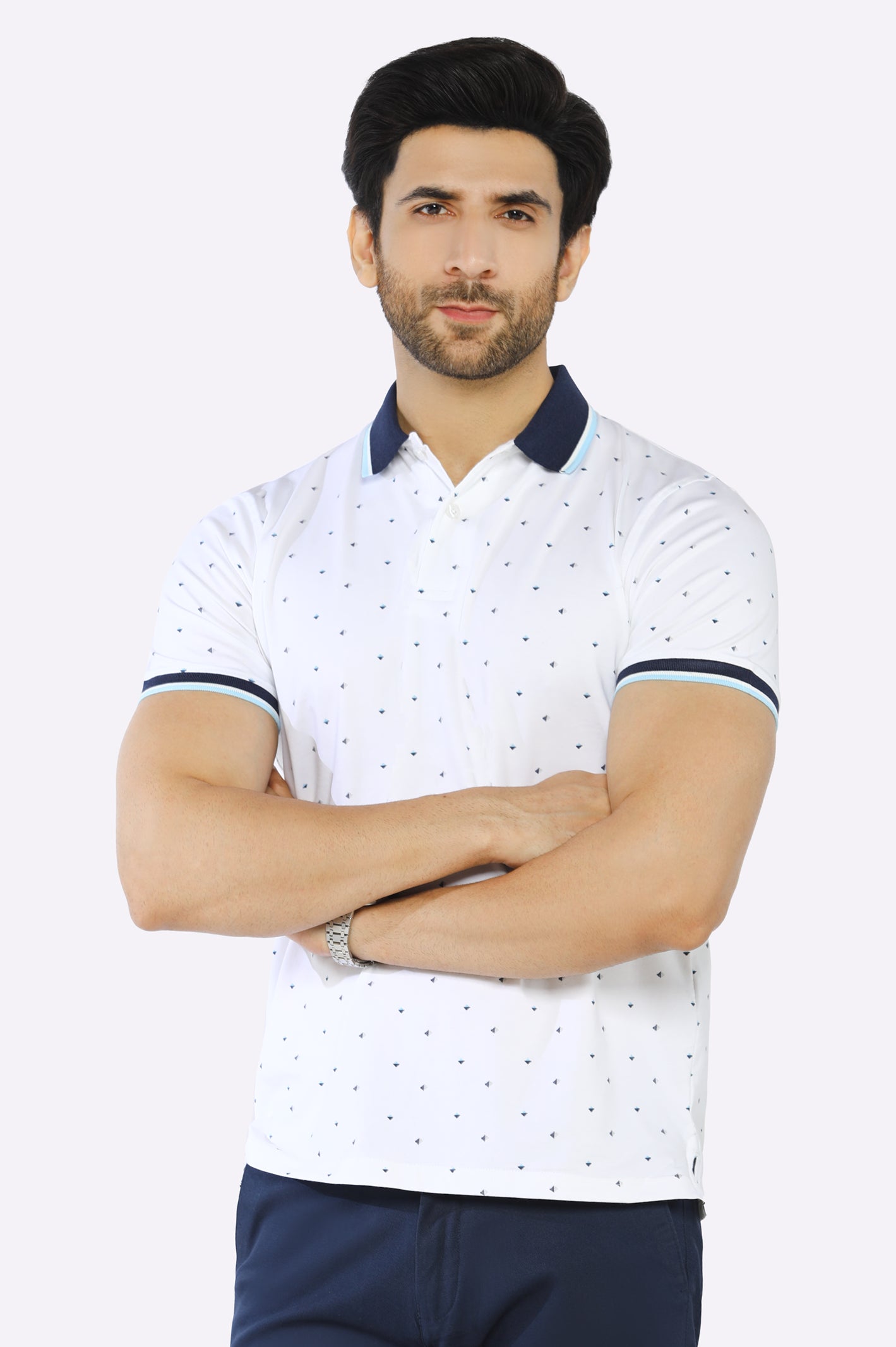 Men's Shirts with Animal PrintsWhite Printed Polo