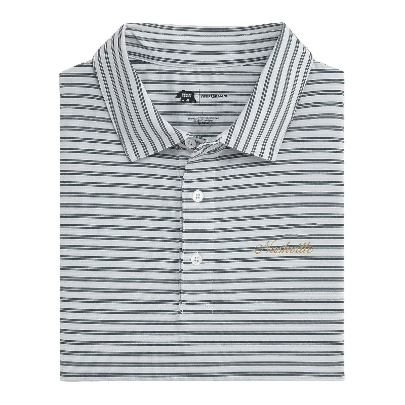 Men's Shirts with CollarsNashville Town Script Wedge Stripe Performance Polo - Collegiate Grey