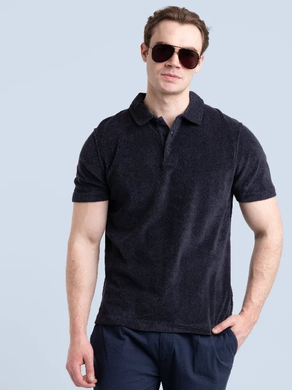 Breathable Men's Linen ShirtsNavy Terry Polo Shirt