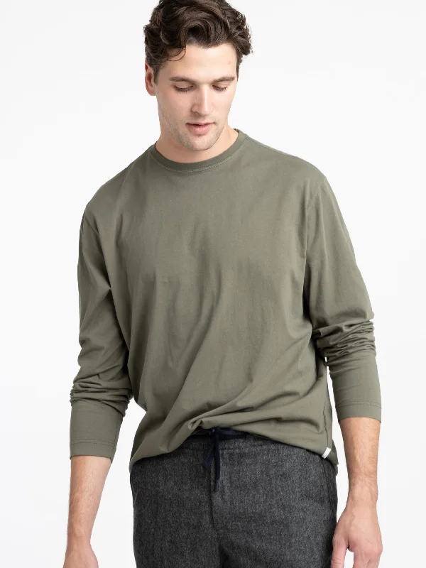 Men's Insulated Shirts for Cold WeatherOlive Green Jersey Cotton Shirt