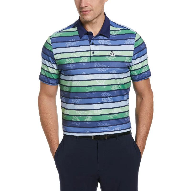 Men's Shirts with Short PlacketsOriginal Resort Stripe Print Golf Polo