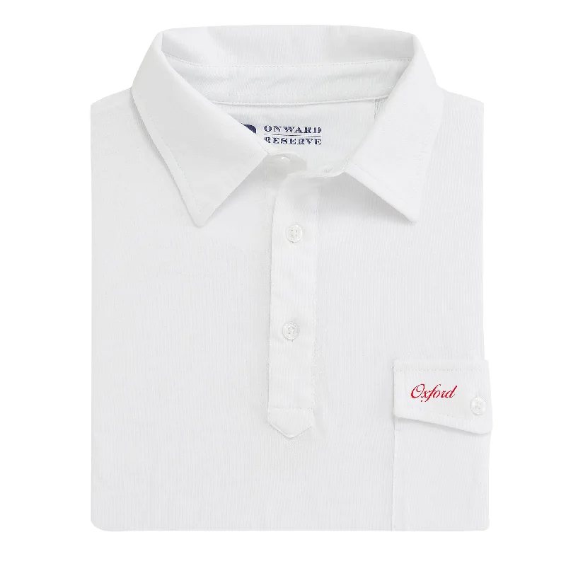 Men's Shirts with Pleated HemlinesOxford Town Script Old School Polo - White