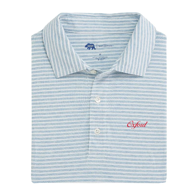 Men's Shirts with Surplice HemlinesOxford Town Script Row Stripe Icon Polo - Sky