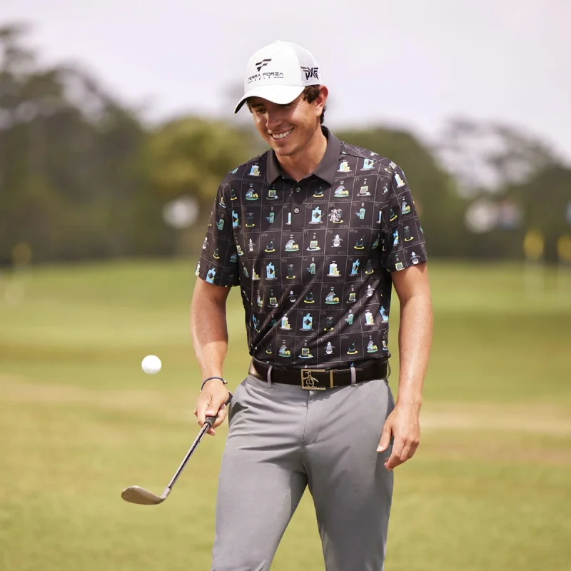 Men's Shirts for CampingPete's Flash Cards Print Golf Polo