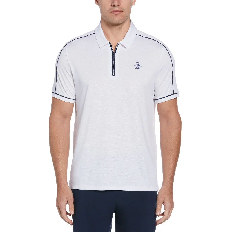 Men's Shirts with Contrast StitchingPiped Performance 1/4 Zip Tennis Polo