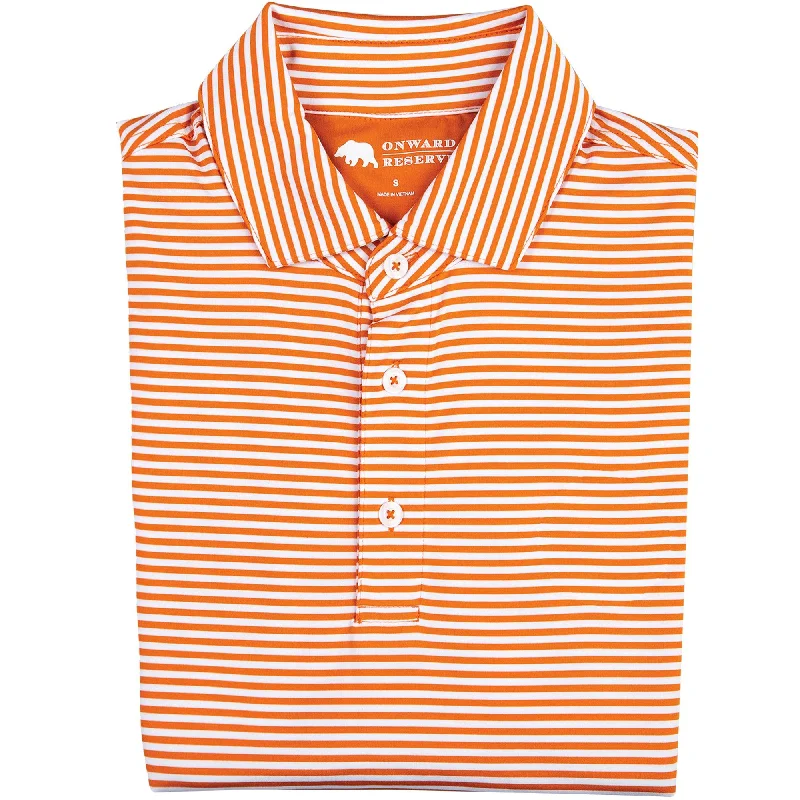Men's Shirts with Button-Down PocketsPro Stripe Performance Polo - Orange/White