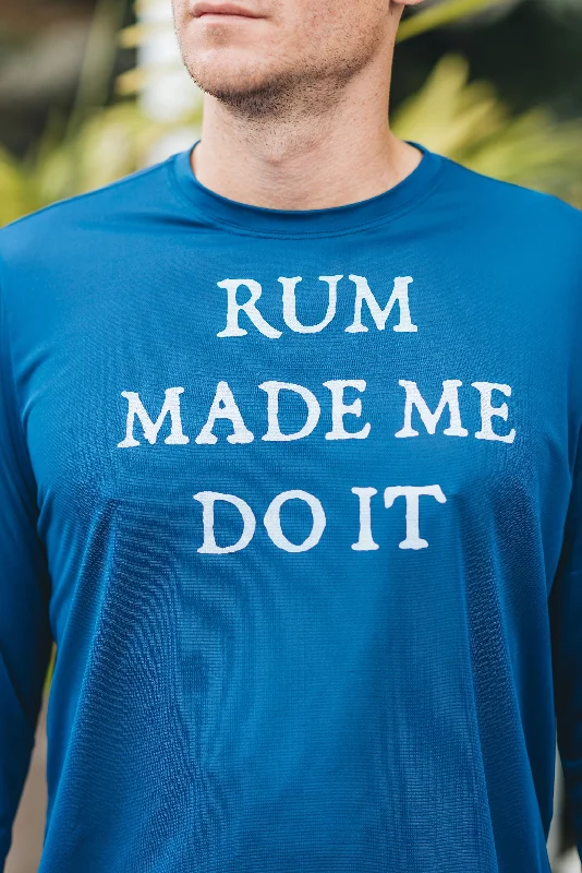 Men's Pattern Mixing Shirts for Creative StyleRum Made Me Do It UPF50 Shirt - Racing Blue