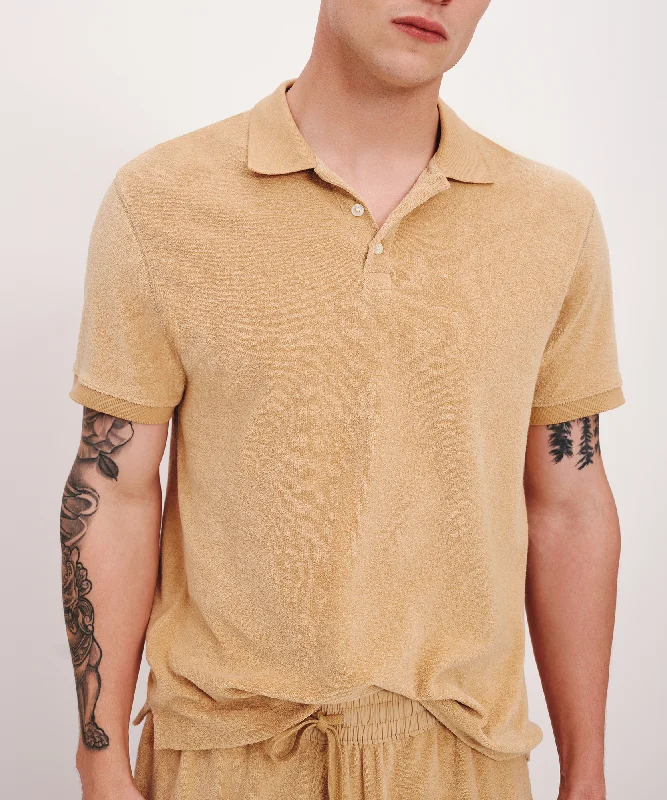 Men's Shirts for HuntingTowel Terry Short Sleeve Polo - Sand Castle