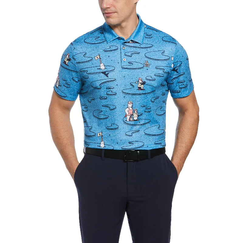 Men's Shirts with Graphic SleevesShort Sleeve All Over Polar Pete Print Oxford  Polo