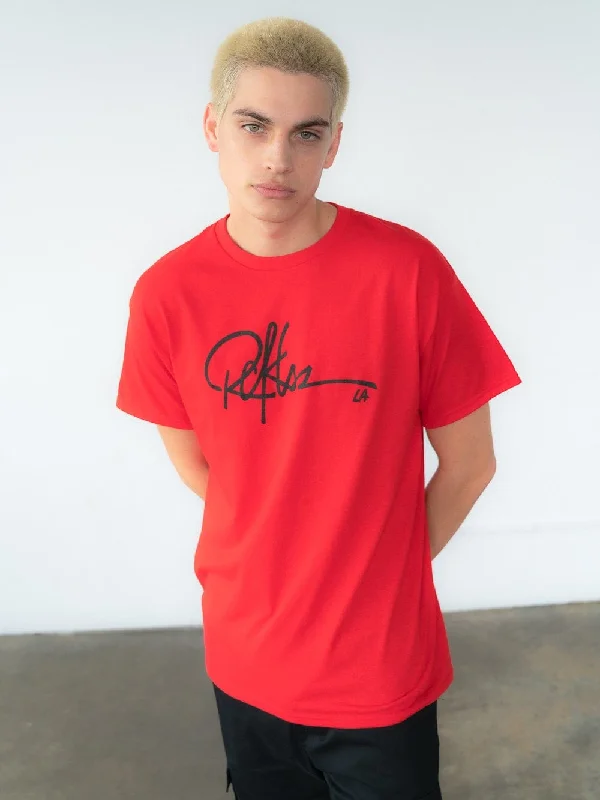 Men's Shirts with Patchwork SleevesSignature Tee - Red