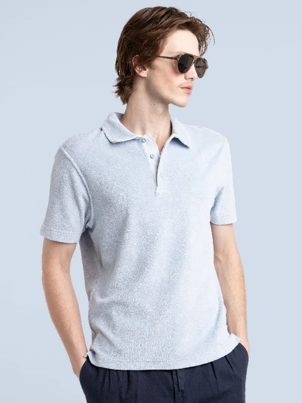 Men's Designer Dress Shirts for High-End FashionSky Blue Terry Polo Shirt