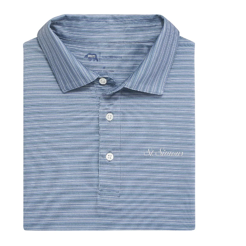 Men's Shirts for BoatingSt. Simons Town Script Driver Stripe Performance Polo - Country Blue