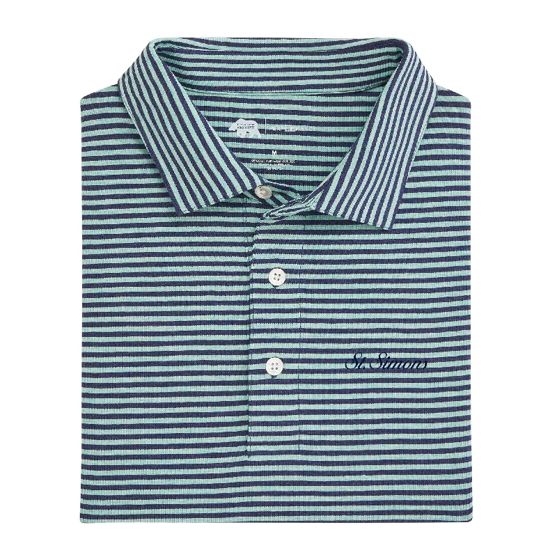 Men's Shirts with Hidden PocketsSt. Simons Town Script Row Stripe Icon Polo - Sea Foam
