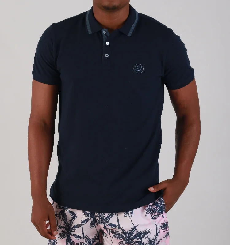 Men's Shirts with Belt Attachments"STRIPE RIB"- GOLFER - NAVY