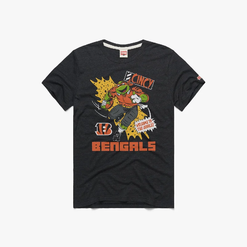 Men's Shirts with Surplice HemlinesTMNT Michelangelo x Cincinnati Bengals