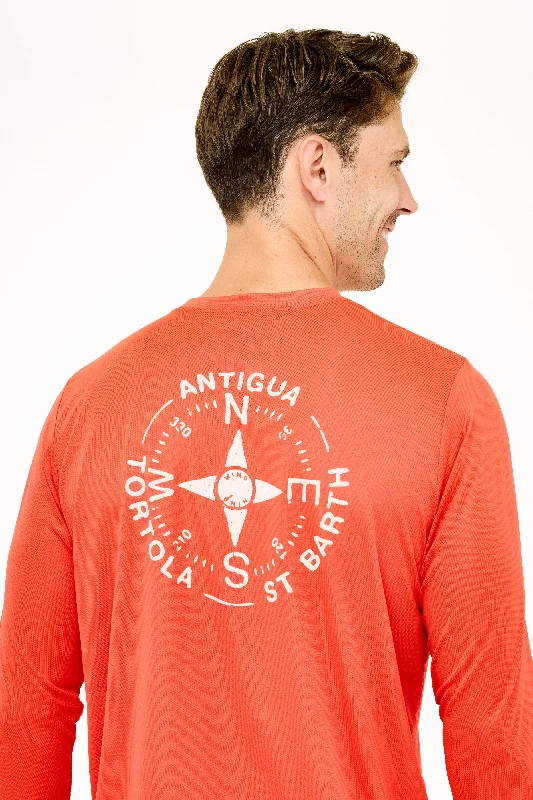 Men's Skinny-Fit Shirts for a Trendy LookTortola Compass UPF50 Shirt - Sunset Red