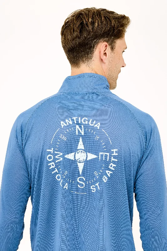 Classic Men's Dress ShirtsTortola Compass UPF50 Zip Tech Shirt - Vintage Indigo