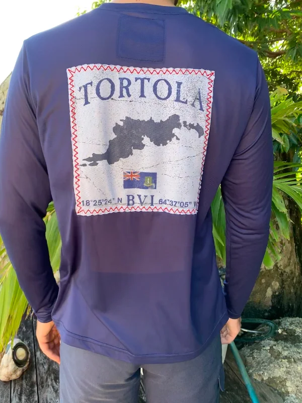 Men's Luxury Shirts for High-End FashionTortola Flag Patch UPF50 Shirt - Racing Blue